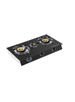 KRAWN Auto Ignition Gas Stove 3 Burner | Stylish Glass Top & Energy Efficient Cooking 4346 Black  - Image 2