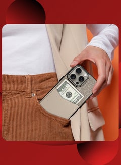 MARGOUN iPhone 15 Pro Max Card Case Leather Back Cover with Card Holder, Slim and Lightweight, 1-2 Cards - Cream Cream  - Image 3