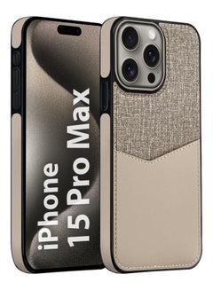 MARGOUN iPhone 15 Pro Max Card Case Leather Back Cover with Card Holder, Slim and Lightweight, 1-2 Cards - Cream Cream  - Image 1