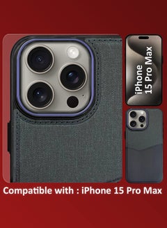 MARGOUN iPhone 15 Pro Max Card Case Leather Back Cover with Card Holder, Slim and Lightweight, 1-2 Cards Dark Blue  - Image 5