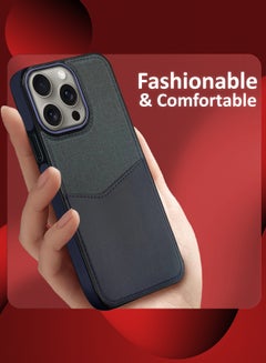 MARGOUN iPhone 15 Pro Max Card Case Leather Back Cover with Card Holder, Slim and Lightweight, 1-2 Cards Dark Blue  - Image 4