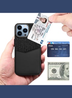 MARGOUN 3Packs iPhone 13 Pro Max Card Case Leather Back Cover with Card Holder, Slim and Lightweight, 1-2 Cards with Two 3D Screen Protectors- Black Black  - Image 2
