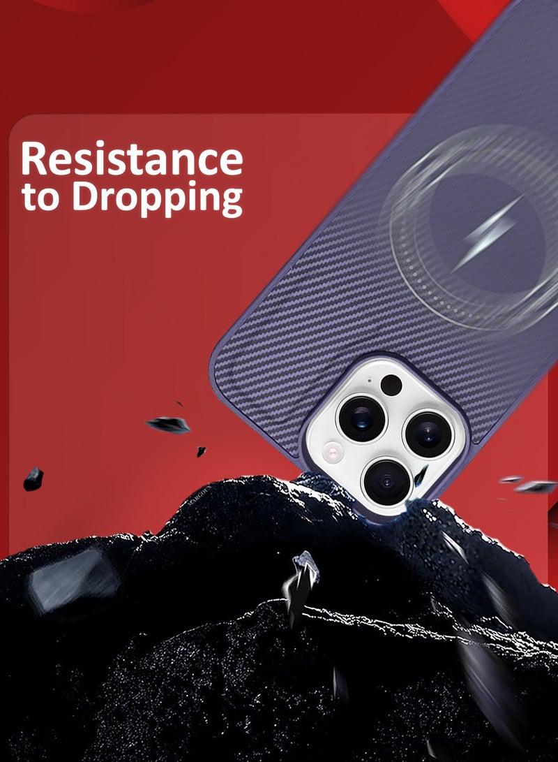 MARGOUN iPhone 16 Pro Max Case Leather 2Packs Antifingerprint Cover with Detachable Wallet Card Slot Shell Insert Card Holder Anti Fall Protection Carbon Fiber Design with 3D Screen Protector - Purple Purple-2 - Image 5