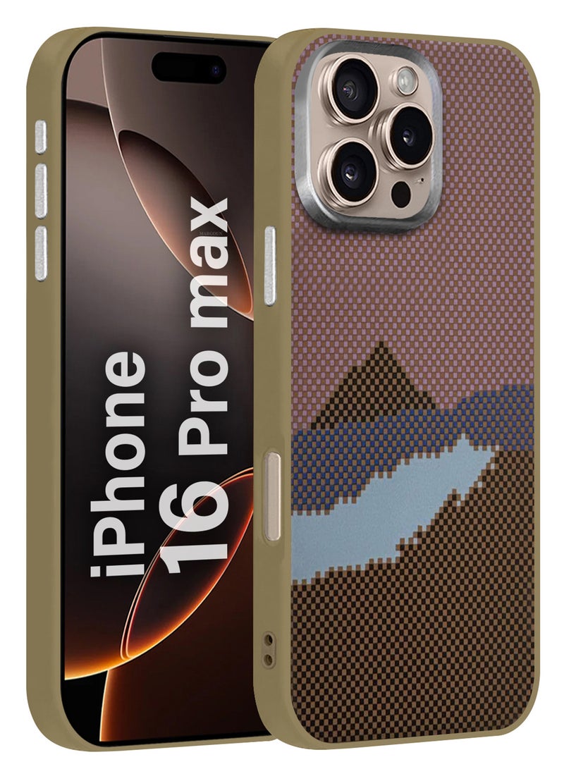 مارجون غطاء هاتف آيفون 16 برو ماكس بنمط ألياف الكربون، غطاء خلفي رفيع ومضاد للصدمات - Image 1
