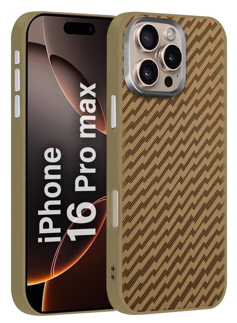 مارجون iPhone 16 Pro Max Case Cover Carbon Fiber Pattern Phone Case Slim Shockproof Back Cover - Weave Pattern Weave Pattern - Image 1