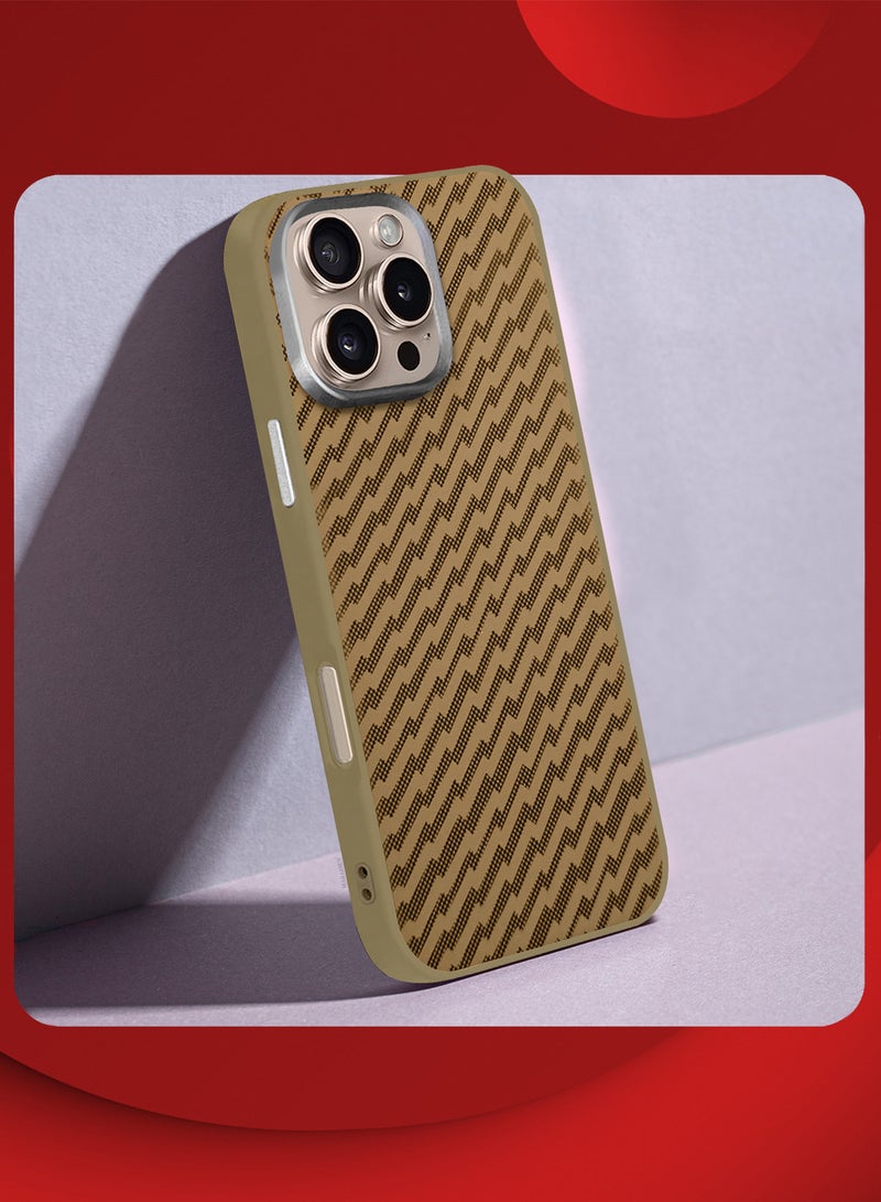 مارجون iPhone 16 Pro Max Case Cover Carbon Fiber Pattern Phone Case Slim Shockproof Back Cover - Weave Pattern Weave Pattern - Image 5