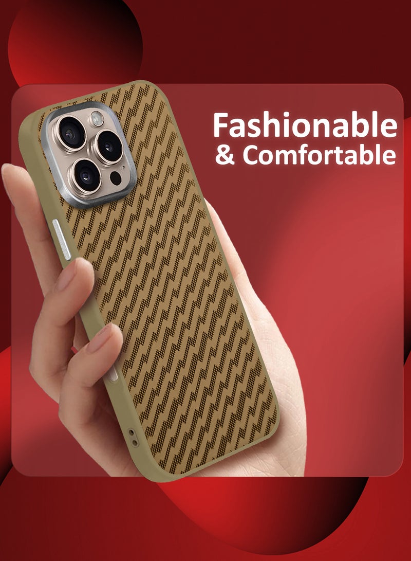 مارجون iPhone 16 Pro Max Case Cover Carbon Fiber Pattern Phone Case Slim Shockproof Back Cover - Weave Pattern Weave Pattern - Image 3