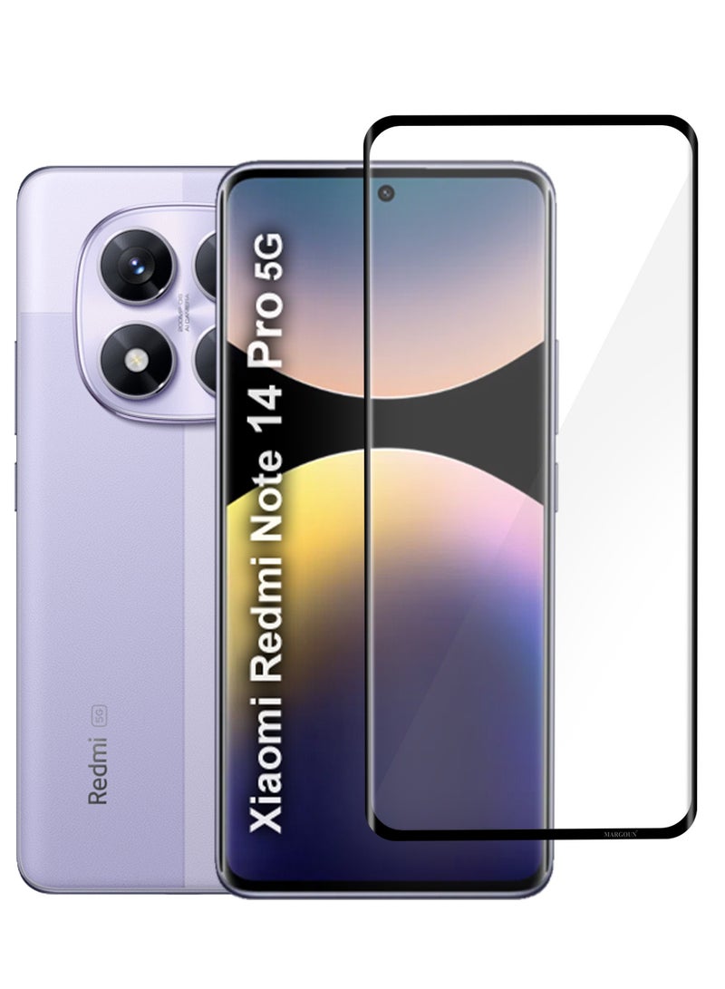 MARGOUN Curved Screen Protector Compatible With Xiaomi Redmi Note 14 Pro 5G Tempered Glass, Protective Film Easy Installation Bubble Free - Image 1