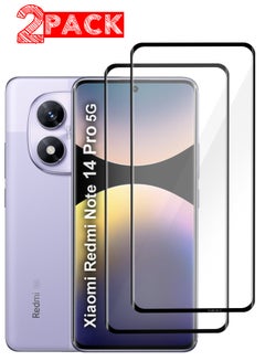 MARGOUN 2Pack Curved Screen Protector Compatible With Xiaomi Redmi Note 14 Pro 5G Tempered Glass, Protective Film Easy Installation Bubble Free  - Image 1
