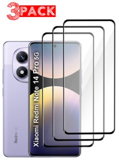 MARGOUN 3Pack Curved Screen Protector Compatible With Xiaomi Redmi Note 14 Pro 5G Tempered Glass, Protective Film Easy Installation Bubble Free  - Image 1
