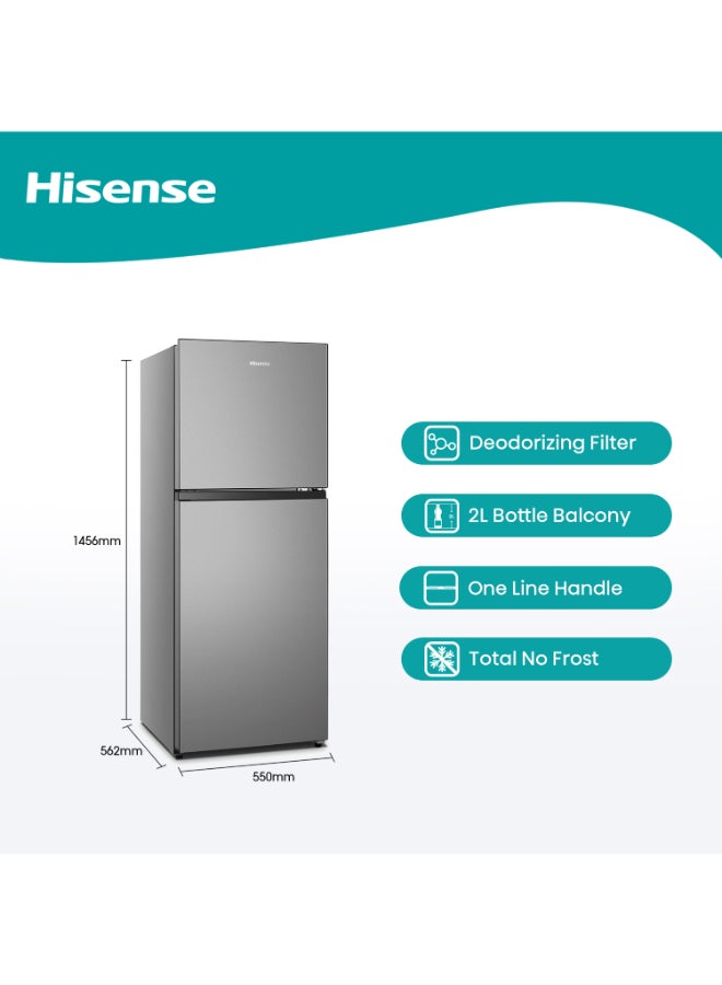 Hisense 264L Gross /203L Net Capacity  Top-mount Refrigerator , Right open, Total No frost, Recessed Handle RT3N264NAI Silver - Image 2