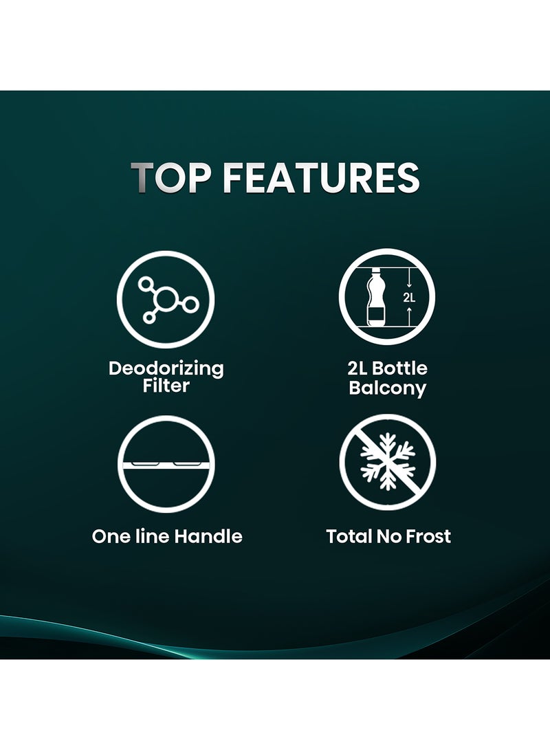 Hisense Gross 265L/Net 203L Top Mount Refrigerator Fridge RT3N264NAI, Deodorizing Filter, 2L Bottle Balcony, Total No Frost, One Line Handle Design, Inverter RT3N264NAI Silver - Image 3