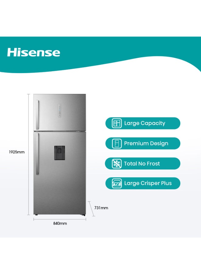 Hisense 729L Gross /548L Net Capacity Top Mount Refrigerator with LED Touch Control, Water Dispenser (2023 Version), Rcessed Handle RT3N729NMI Silver - Image 4