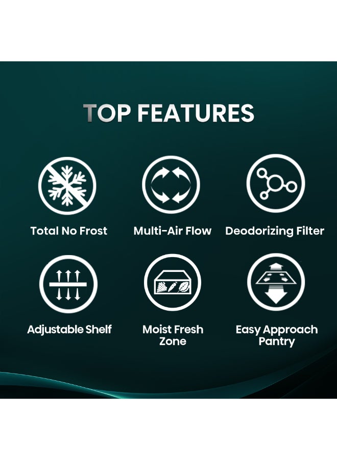 Hisense 599L Gross/ 466L Net Capacity  Top-mount Refrigerator, Inverter Technology,Total  No frost, recessed handle RT3N599NAI Silver - Image 4