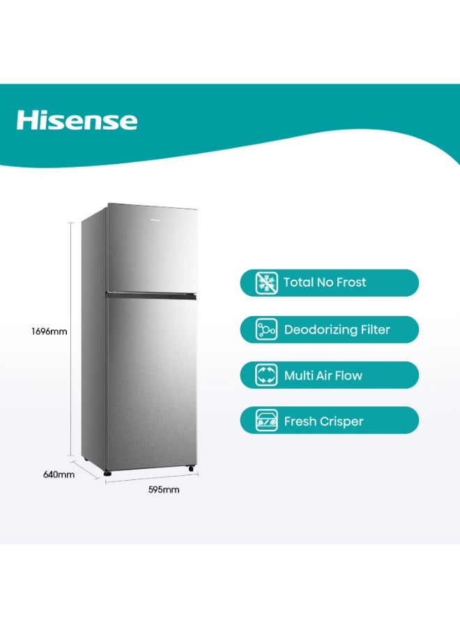 Hisense 418L Gross/326L Net Capacity ,Top-mount Refrigerator , With Inverter Technology,Right open,  Total No frost With recessed handle RT3N418NAI Silver - Image 4