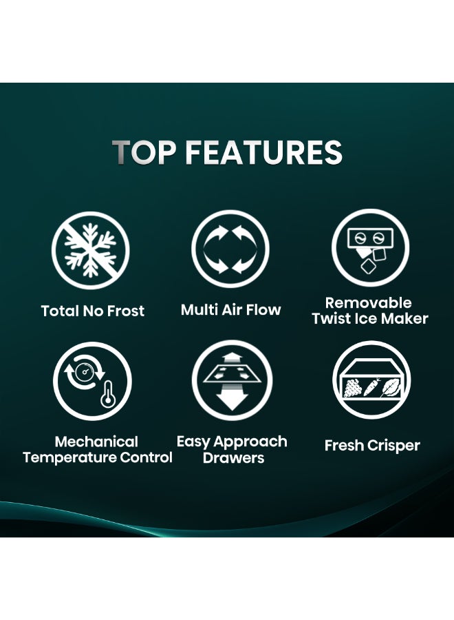 Hisense 545L Gross/ 424L Net Capacity Top-mount Refrigerator , With Inverter Technology, Total No frost With recessed handle RT3N545NAI Silver - Image 3