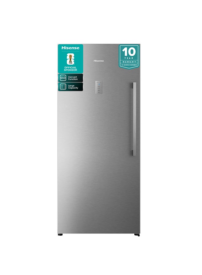 هايسنس 769 إجمالي/592 صافي سعة، ثلاجة باب واحد، مع عاكس، باب مفتوح لليسار مع رف زجاجي، بدون تجمد كلي، تحكم باللمس LED - Image 1