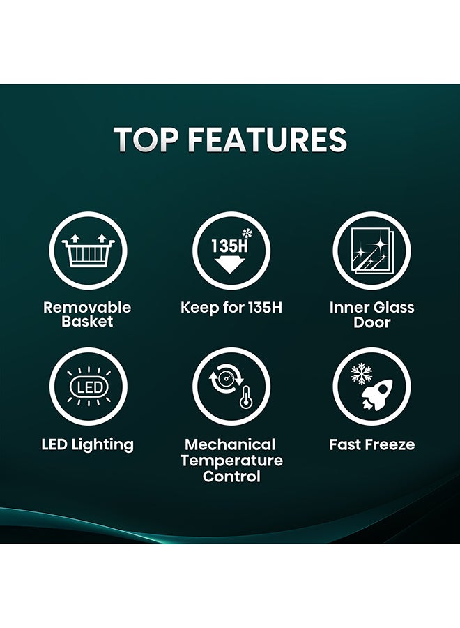 هايسنس ثلاجة تجميد سعة إجمالية 260 لتر / سعة صافية 189 لتر مع باب زجاجي داخلي، إضاءة LED، تحكم ميكانيكي في درجة الحرارة - Image 4