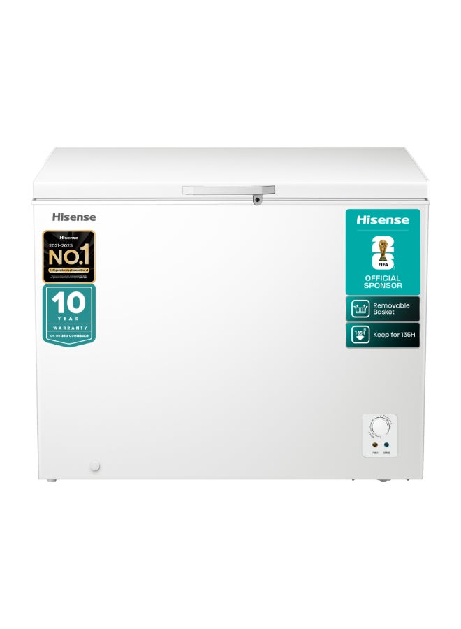 Hisense 260L Gross Capacity /189L Net Capacity Chest Freezer with inner glass door,LED Lighting,Mechanical Temperature control 0.07 kW FC-26DT4SAW2 White - Image 1