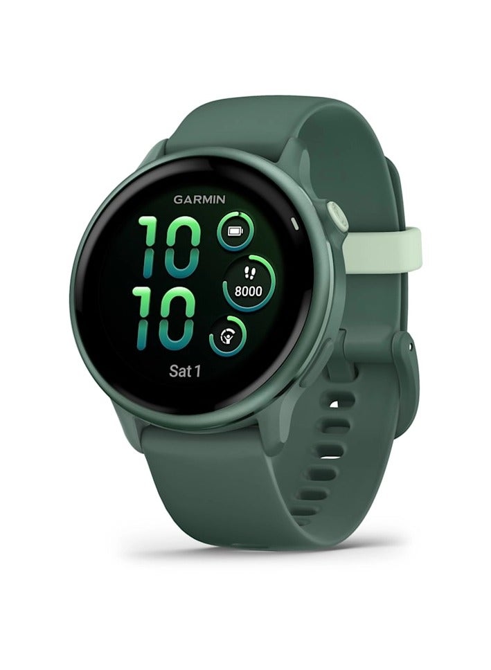 GARMIN - Vívoactive 6 - 42MM - Metallic Band - Up to 11 Days of  Battery life  - 1.2" Amoled Display, Corning Gorilla Glass 3, Heart Rate Monitor, All day stress monitor, Smart notification, Tap to Pay, iOS and Android compatible Jasper Green - Image 1