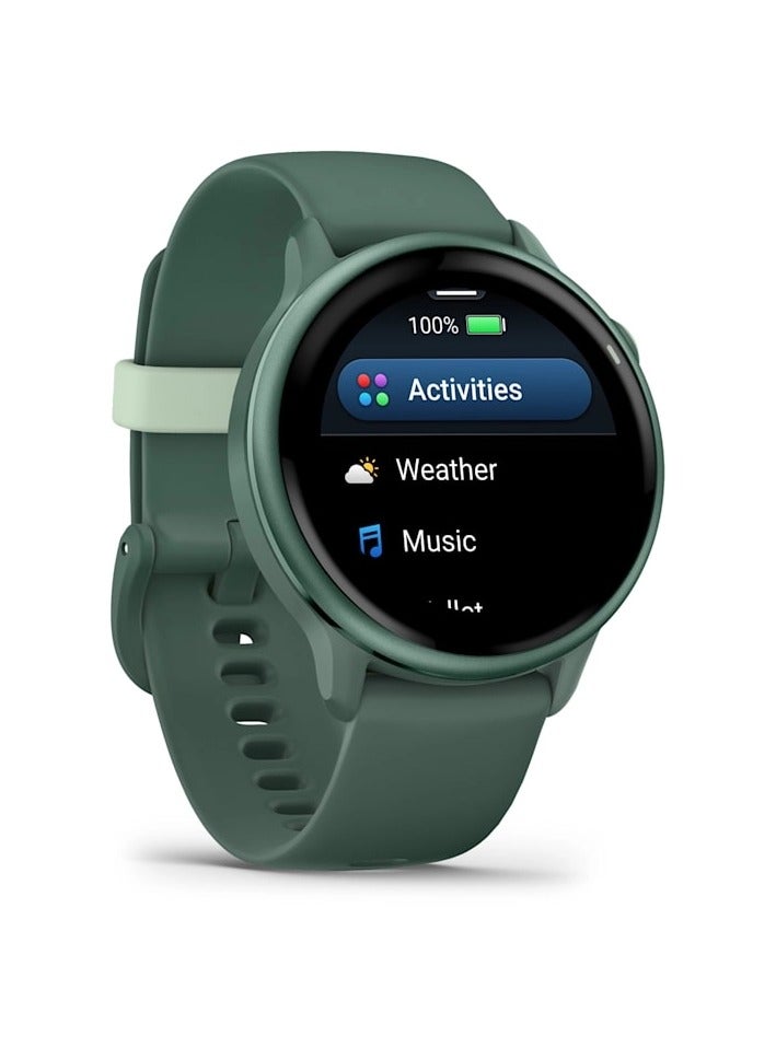 GARMIN - Vívoactive 6 - 42MM - Metallic Band - Up to 11 Days of  Battery life  - 1.2" Amoled Display, Corning Gorilla Glass 3, Heart Rate Monitor, All day stress monitor, Smart notification, Tap to Pay, iOS and Android compatible Jasper Green - Image 1