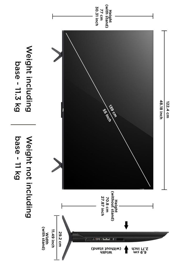 TCL 55 Inch 4K QLED Pro Smart Google TV, HDR 10+, Dolby Vision Atmos, 120Hz VRR+120Hz DLG, ONKYO 2.1ch, Slim & Uni-body Design (2024 Model) 55C61B Black 55C61B Black 55C61B BLACK  - Image 4