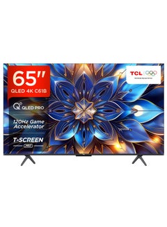 TCL 65 Inch 4K QLED Pro Smart Google TV, HDR 10+, Dolby Vision Atmos, 120Hz VRR+120Hz DLG, ONKYO 2.1ch, Slim & Uni-body Design (2024 Model) 65C61B BLACK  - Image 1