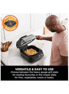 Ninja 5-in-1 Indoor Grill And Air Fryer, 5 Cooking Functions, Make Up To 4 Burgers, 5.7L Capacity, Low Smoke, Includes Digital Meat Thermometer, 5.7 L 1760 W EG351ME Black/Silver  - Image 4