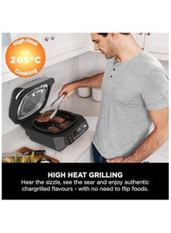 Ninja 5-in-1 Indoor Grill And Air Fryer, 5 Cooking Functions, Make Up To 4 Burgers, 5.7L Capacity, Low Smoke, Includes Digital Meat Thermometer, 5.7 L 1760 W EG351ME Black/Silver  - Image 5
