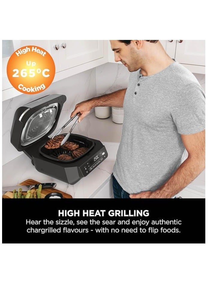 نينجا 5-in-1 Indoor Grill And Air Fryer, 5 Cooking Functions, Make Up To 4 Burgers, 5.7L Capacity, Low Smoke, Includes Digital Meat Thermometer, 5.7 L 1760 W EG351ME Black/Silver  - Image 5
