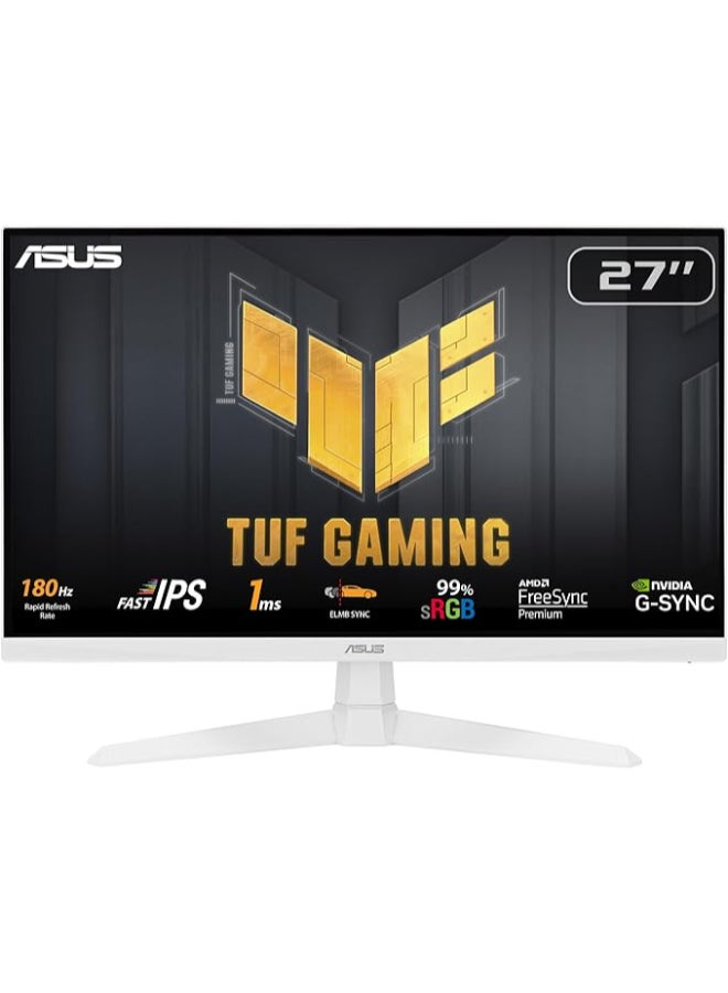 ASUS TUF Gaming VG279Q3A-W Gaming Monitor – 27-inch, Full HD(1920x1080), 180Hz, Fast IPS, ELMB Sync, 1ms (GTG), FreeSync Premium™, G-Sync compatible(under processing), Variable Overdrive, 99% sRGB black  - Image 1