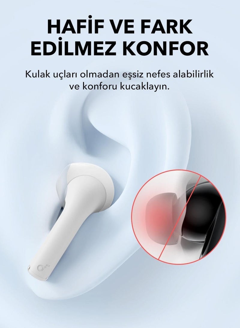 Soundcore - K20i Semi-in-Ear Earbuds, Bluetooth Wireless, 36H Playtime, Fast Charge, Clear Sound, Comfortable Fit, ENC 2-Mic Clear Calls, Custom EQ, IPX5, Bluetooth 5.3, App Control White - Image 1