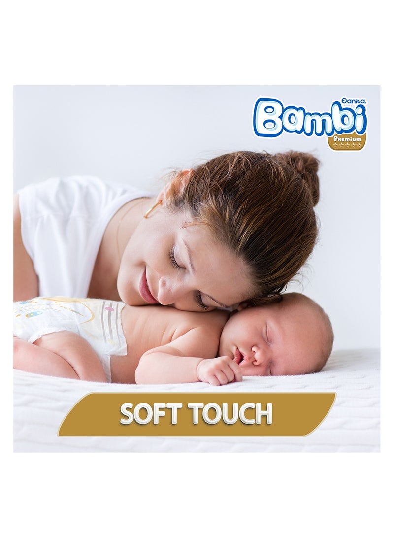 سانيتا بامبي - Premium Care Size 1 Newborn 2-4 kg Jumbo Box - 136 Count - Image 1