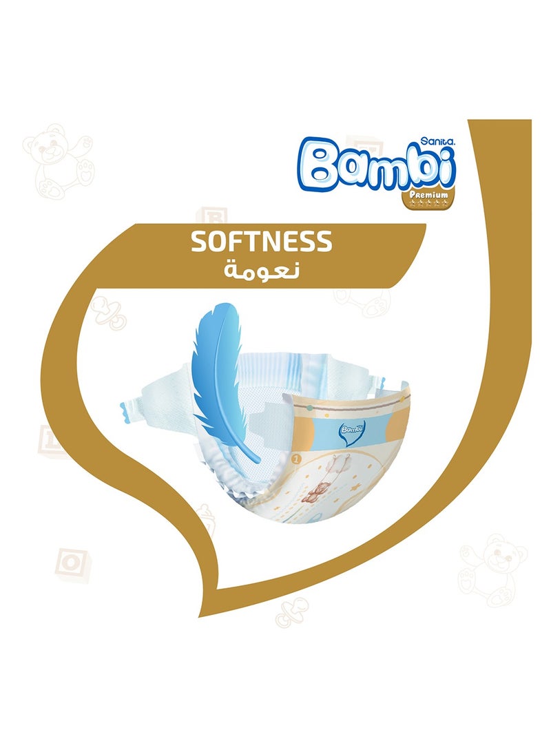 سانيتا بامبي - Premium Care Size 1 Newborn 2-4 kg Jumbo Box - 136 Count - Image 1