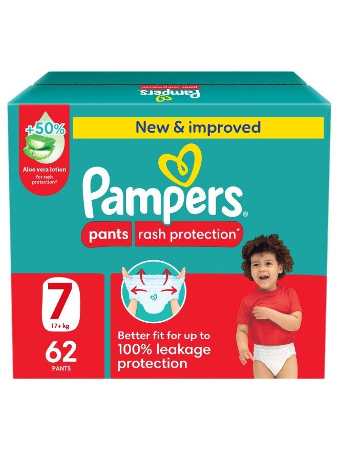 بامبرز سراويل حماية من الطفح الجلدي حفاضات حجم 7 (17+ كجم) صندوق عملاق - 62 قطعة - Image 1