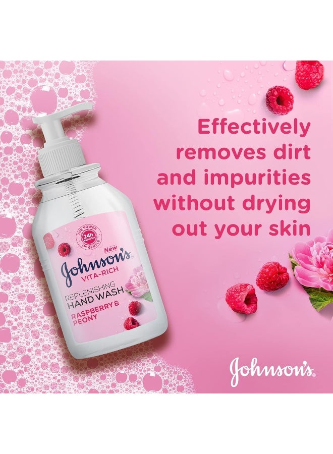 Johnson & Johnson Vita-Rich Replenishing Hand Wash, Raspberry And Peony 2x300mlml  - Image 2