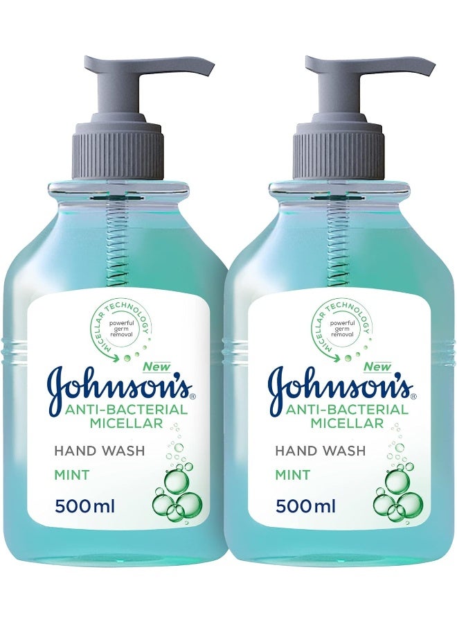 Johnson & Johnson Anti-bacterial Micellar Hand Wash Mint 500mlml - Image 1
