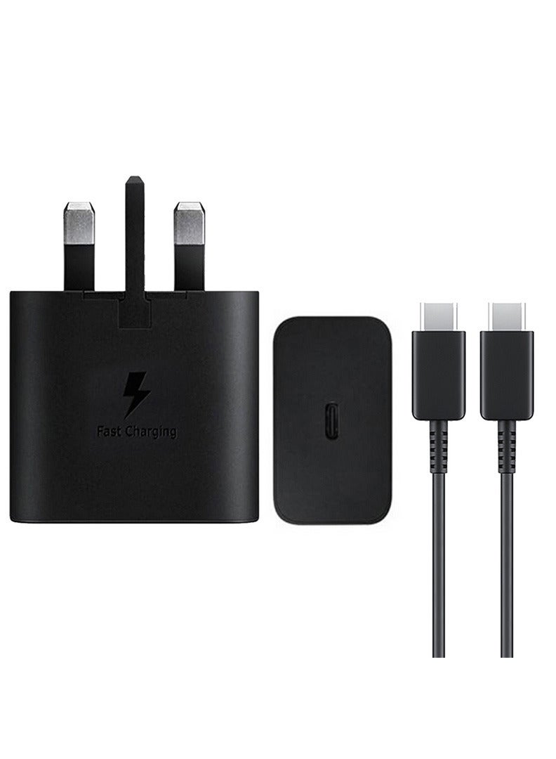 Samsung - 15W PD Power Adapter with USB-C Fast Charging, Compact Design and 1m Type-C to Type-C Cable Black - Image 1