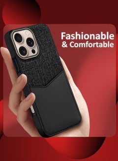 MARGOUN iPhone 16 Pro Max Card Case Leather Back Cover with Card Holder, Slim and Lightweight, 1-2 Cards - Black  - Image 4
