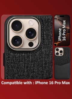 MARGOUN iPhone 16 Pro Max Card Case Leather Back Cover with Card Holder, Slim and Lightweight, 1-2 Cards - Black  - Image 5