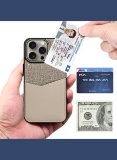 MARGOUN 2Packs iPhone 15 Pro Max Card Case Leather Back Cover with Card Holder, Slim and Lightweight, 1-2 Cards with 3D Screen Protector - Cream  - Image 4