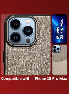 MARGOUN 3Packs iPhone 13 Pro Max Card Case Leather Back Cover with Card Holder, Slim and Lightweight, 1-2 Cards with Two 3D Screen Protectors- Cream Cream  - Image 4