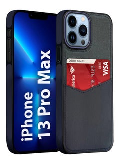 MARGOUN 3Packs iPhone 13 Pro Max Card Case Leather Back Cover with Card Holder, Slim and Lightweight, 1-2 Cards with Two 3D Screen Protectors- Dark Blue  - Image 3