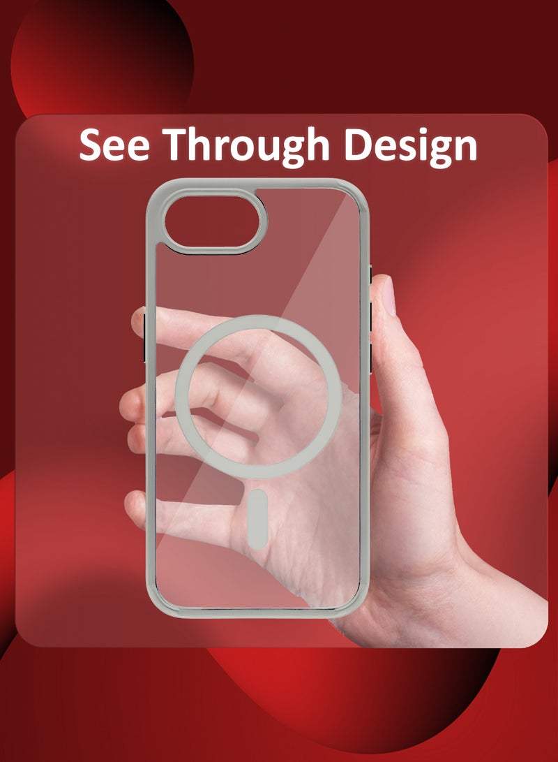مارجون iPhone 16E Case Cover Ultra Durable MagSafe Shockproof Slim and Scratch Resistant Premium MagSafe Case - Clear/Natural Titanium - Image 4