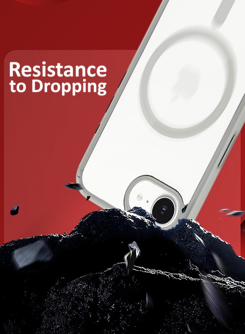 مارجون iPhone 16E Case Cover Ultra Durable MagSafe Shockproof Slim and Scratch Resistant Premium MagSafe Case - Clear/Natural Titanium - Image 3