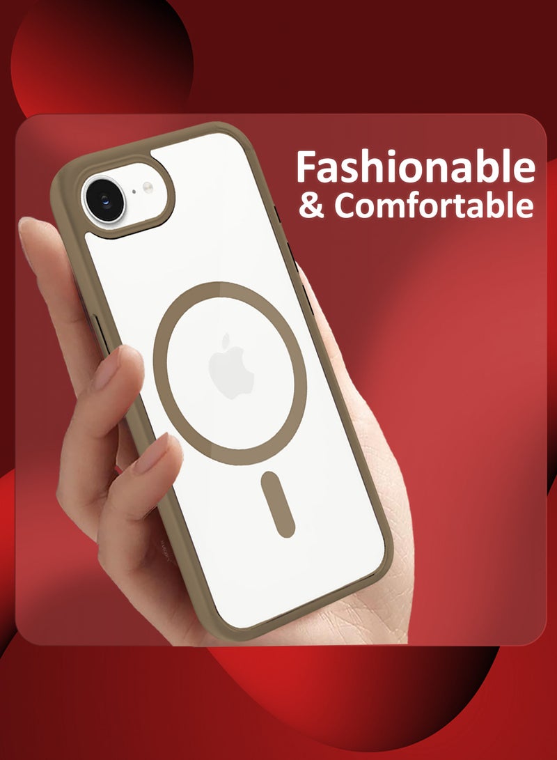 MARGOUN iPhone 16E 3Packs Case Cover Ultra Durable MagSafe Shockproof Slim and Scratch Resistant Premium MagSafe Case with Two 3D Screen Protectors - Clear/Desert Titanium-3 - Image 5