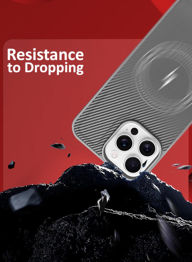 MARGOUN iPhone 16 Pro Max Case Leather Antifingerprint Cover with Detachable Wallet Card Slot Shell Insert Card Holder Anti Fall Protection Carbon Fiber Design - Grey - Image 5