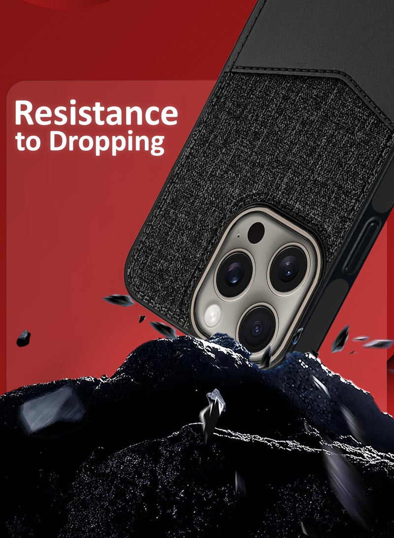 MARGOUN 2Packs iPhone 15 Pro Max Card Case Leather Back Cover with Card Holder, Slim and Lightweight, 1-2 Cards with 3D Screen Protector - Black - Image 4