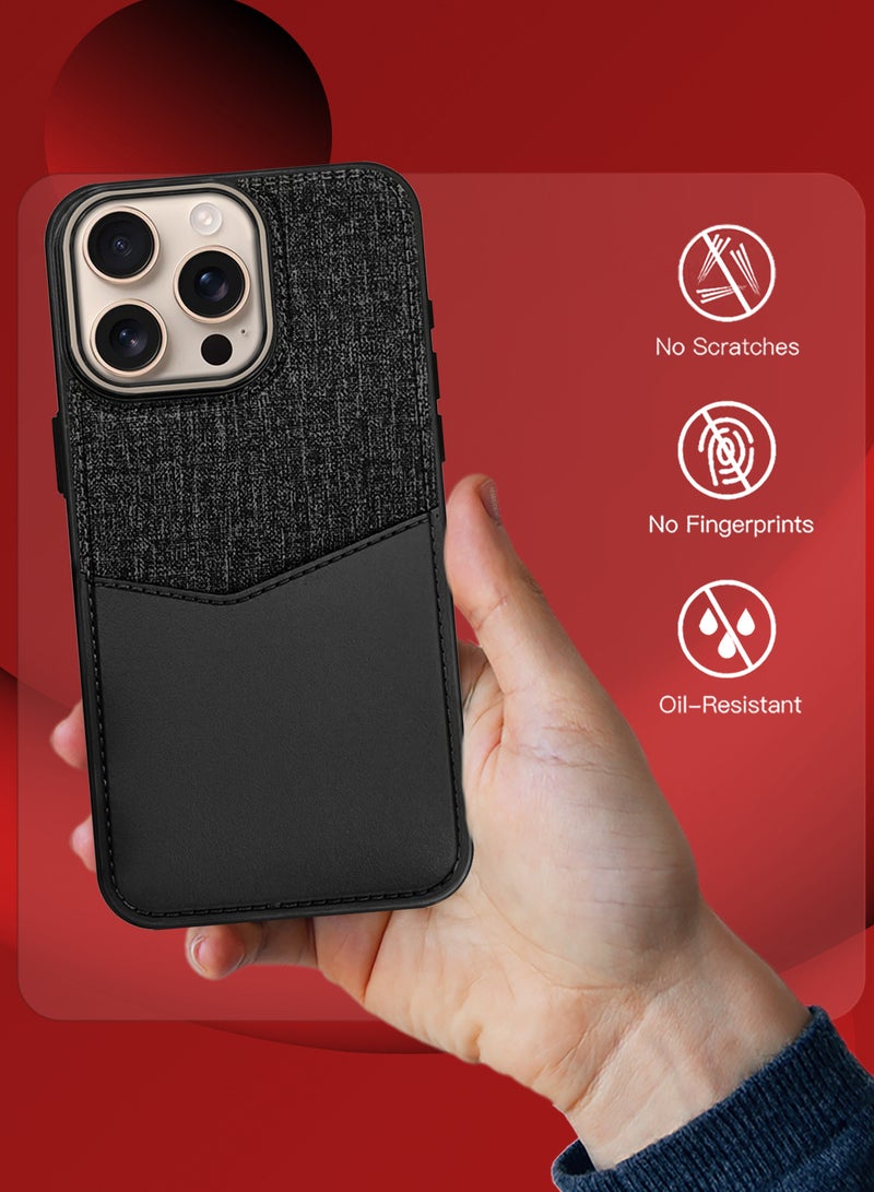 MARGOUN 3Packs iPhone 16 Pro Max Card Case Leather Back Cover with Card Holder, Slim and Lightweight, 1-2 Cards with Two 3D Screen Protectors- Black  - Image 5