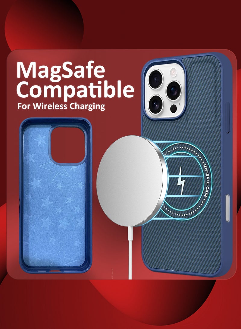 MARGOUN iPhone 16 Pro Max Case Leather 3Packs Antifingerprint Cover with Detachable Wallet Card Slot Shell Insert Card Holder Anti Fall Protection Carbon Fiber Design with 3D Screen Protector - Dark Blue-3 - Image 3